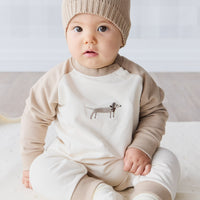 Organic Cotton Tao Sweatshirt Onepiece - Cosy Basil Fawn Childrens Onepiece from Jamie Kay NZ