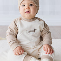 Organic Cotton Tao Sweatshirt Onepiece - Cosy Basil Fawn Childrens Onepiece from Jamie Kay NZ