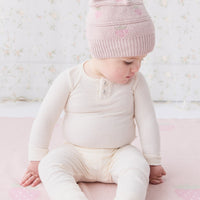 Organic Cotton Fine Rib Long Sleeve Bodysuit - Lily Fleck Childrens Bodysuit from Jamie Kay NZ