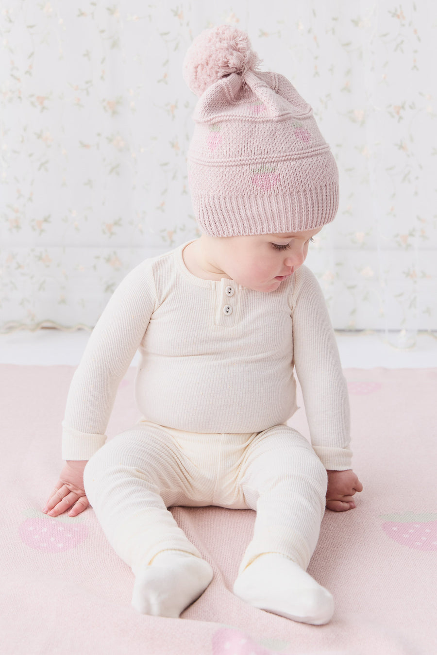 Organic Cotton Fine Rib Long Sleeve Bodysuit - Lily Fleck Childrens Bodysuit from Jamie Kay NZ