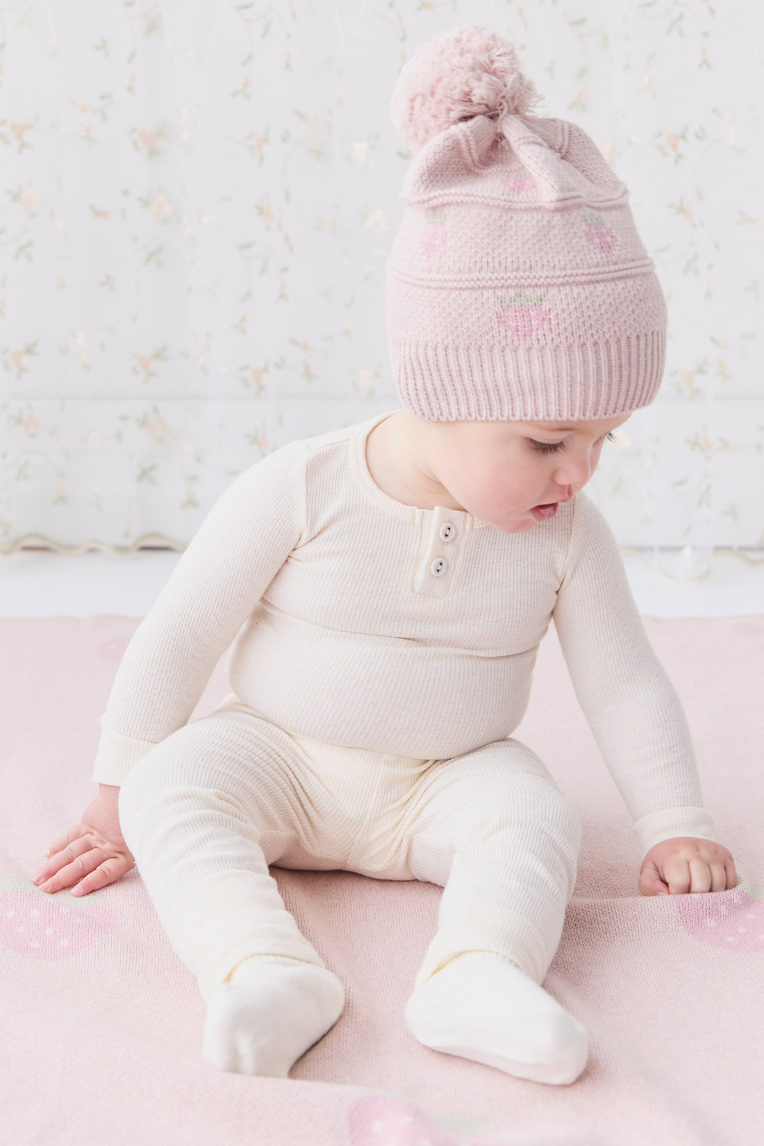 Organic Cotton Fine Rib Long Sleeve Bodysuit - Lily Fleck Childrens Bodysuit from Jamie Kay NZ