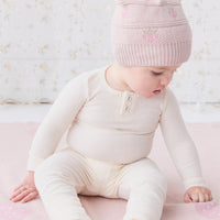 Organic Cotton Fine Rib Long Sleeve Bodysuit - Lily Fleck Childrens Bodysuit from Jamie Kay NZ