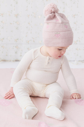 Organic Cotton Fine Rib Long Sleeve Bodysuit - Lily Fleck Childrens Bodysuit from Jamie Kay NZ