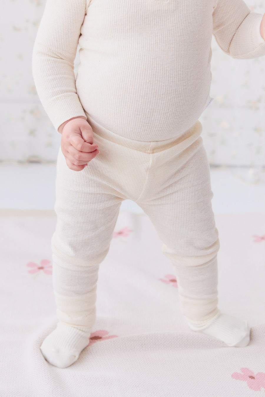 Organic Cotton Fine Rib Long Sleeve Bodysuit - Lily Fleck Childrens Bodysuit from Jamie Kay NZ