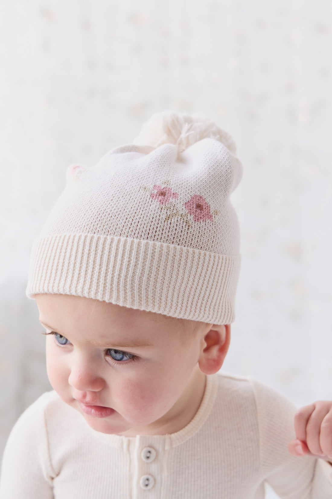 Addison Beanie - Simple Flowers Childrens Hat from Jamie Kay NZ