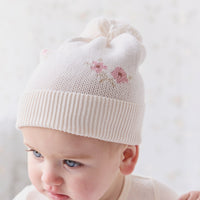 Addison Beanie - Simple Flowers Childrens Hat from Jamie Kay NZ