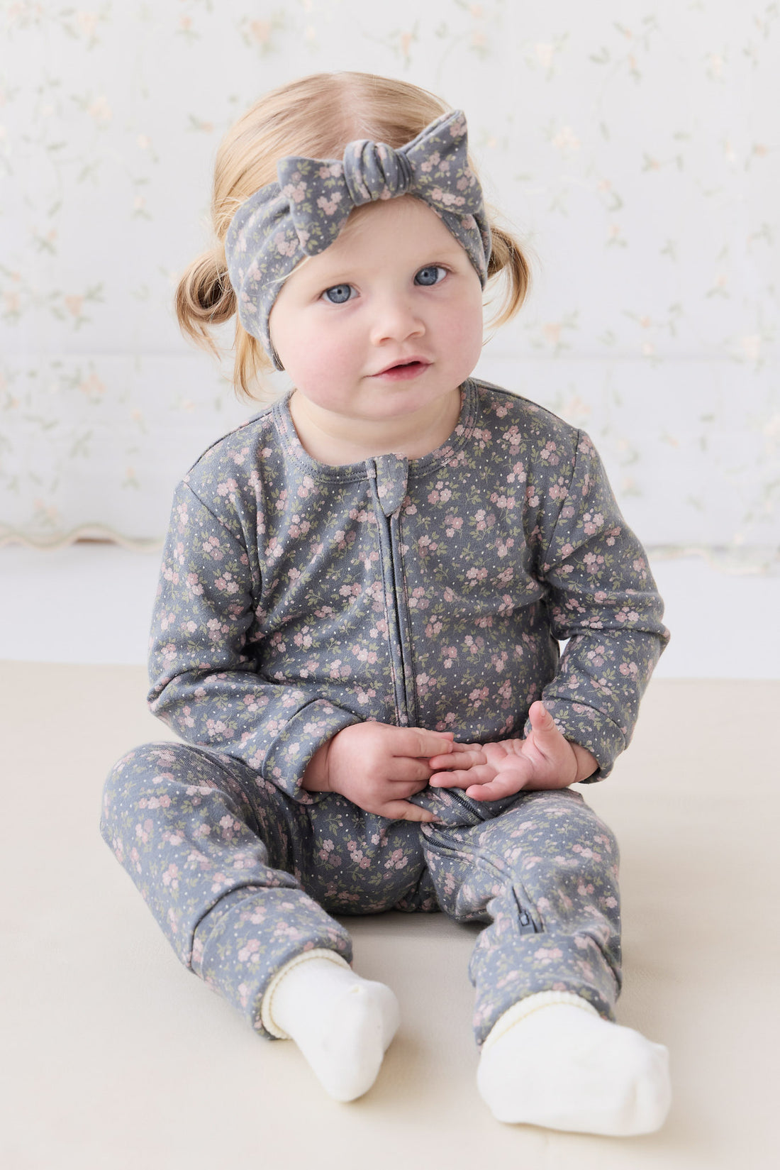 Organic Cotton Frankie Onepiece - Rosalie Floral Lava Childrens Onepiece from Jamie Kay NZ