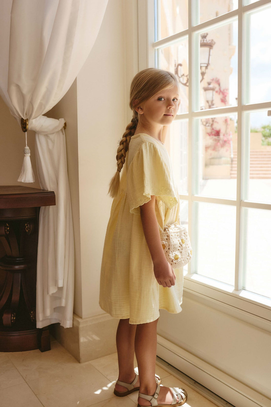 Organic Cotton Muslin Phillipa Dress - Sunshine Childrens Dress from Jamie Kay NZ