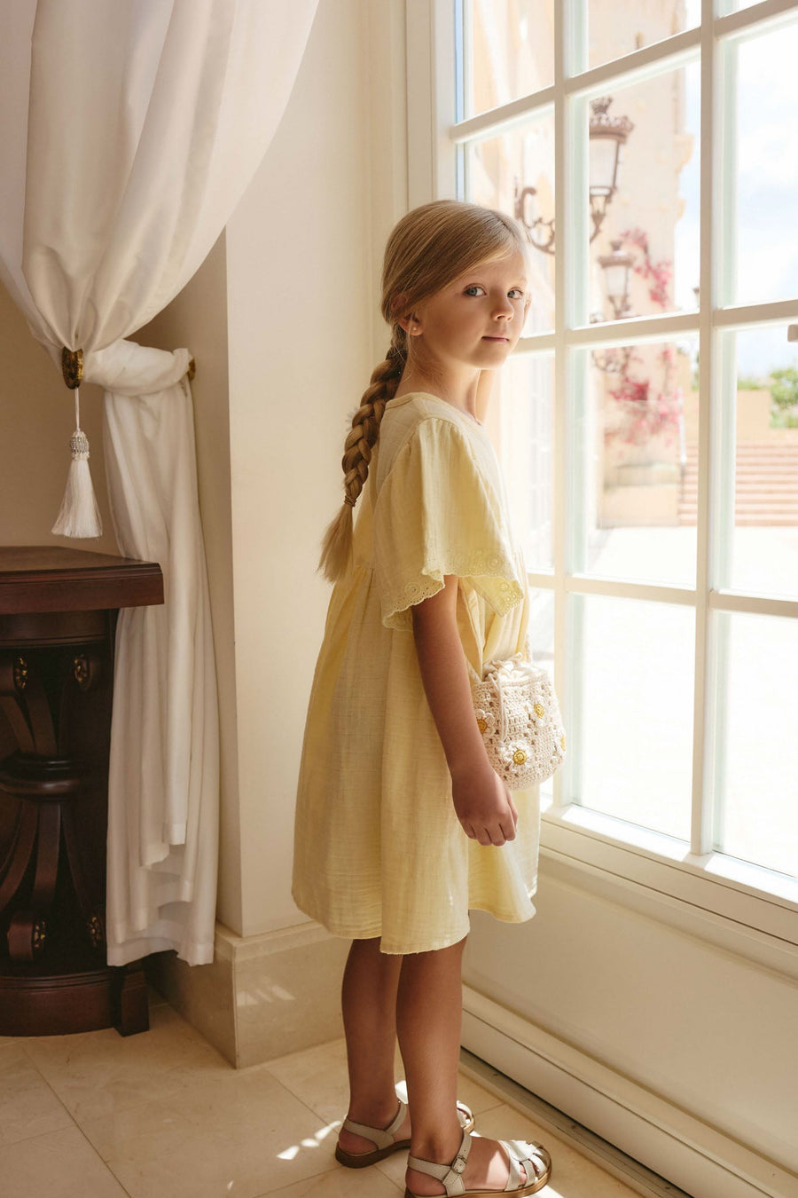Organic Cotton Muslin Phillipa Dress - Sunshine Childrens Dress from Jamie Kay NZ