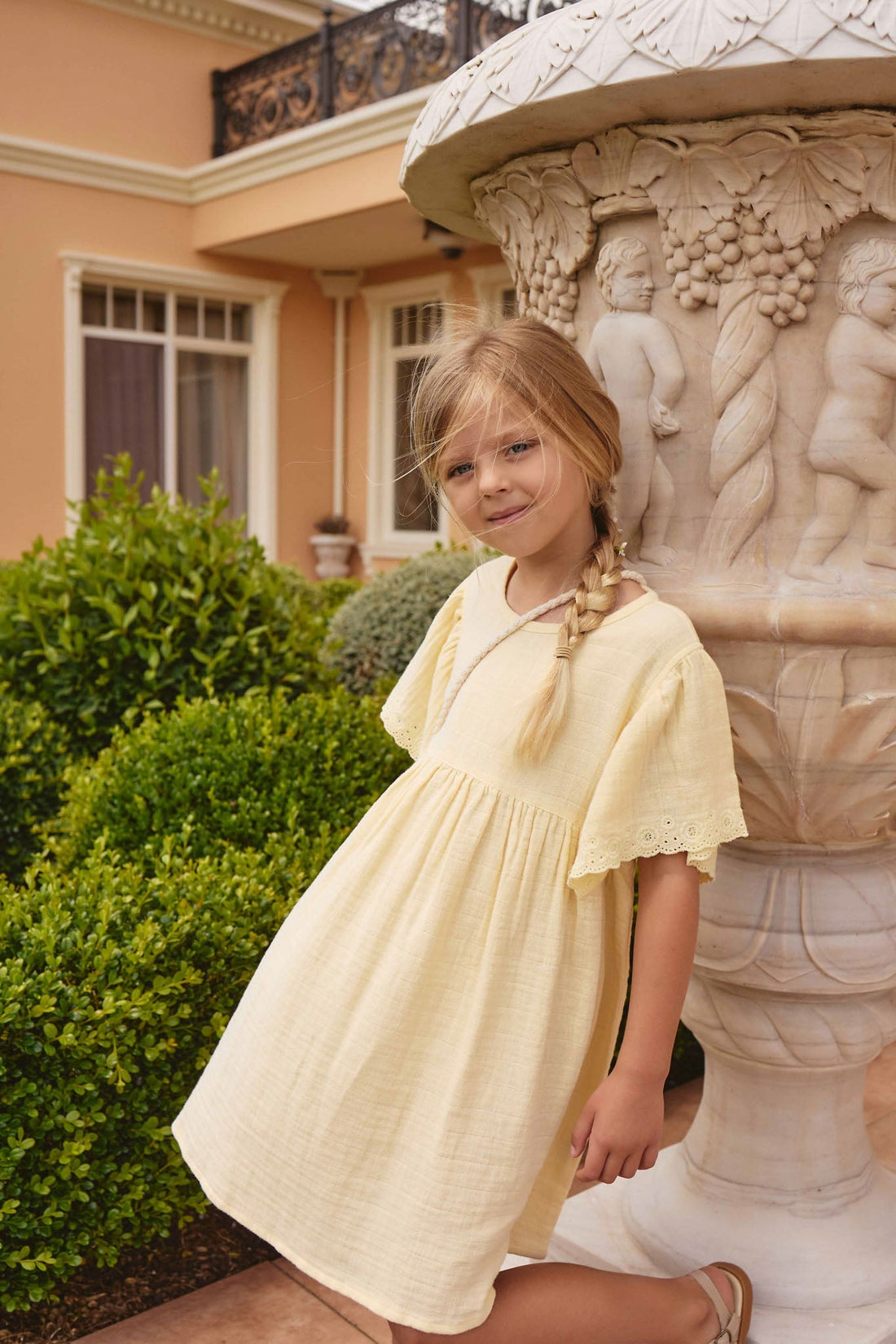 Organic Cotton Muslin Phillipa Dress - Sunshine Childrens Dress from Jamie Kay NZ