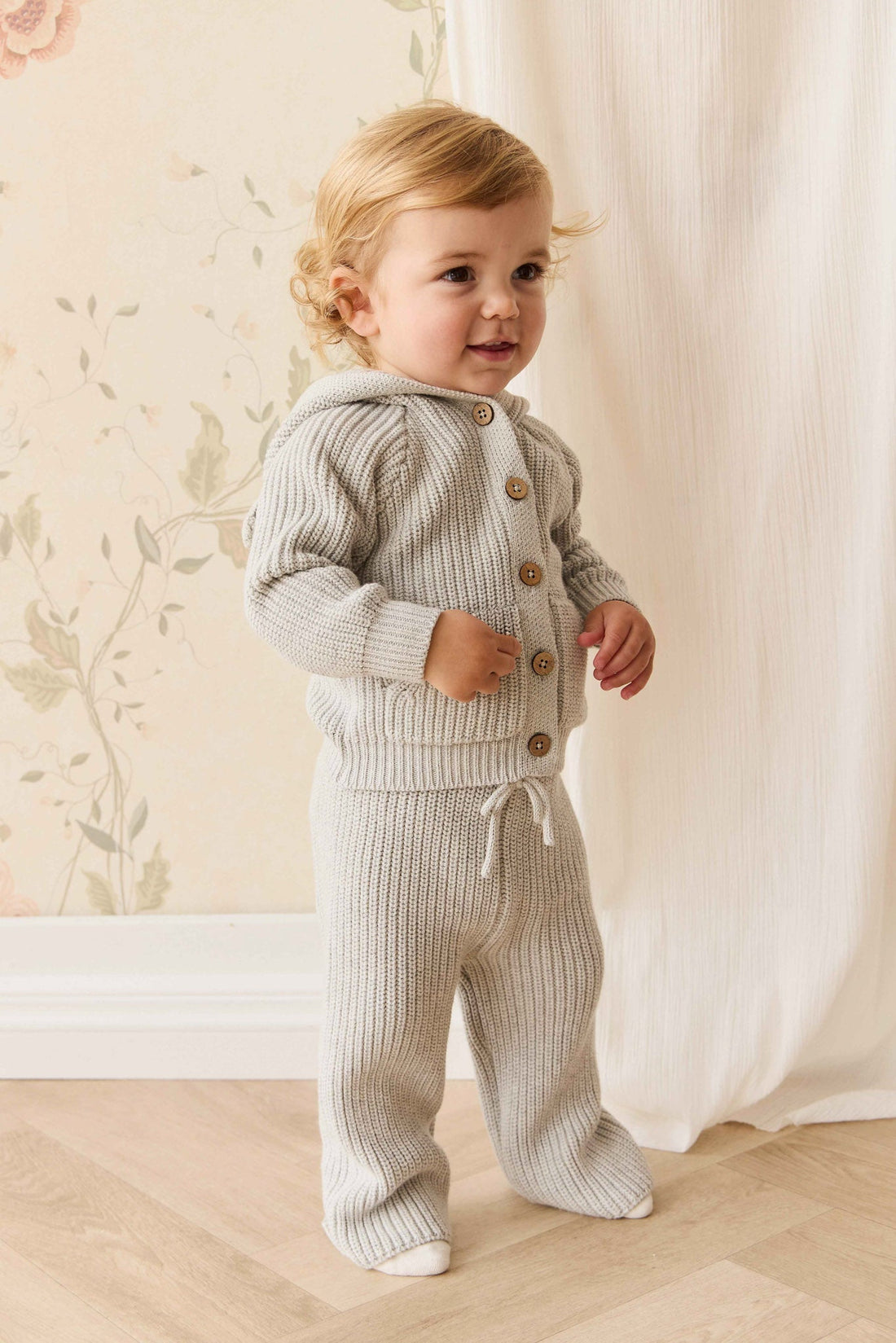 OG Bear Knit - Light Grey Marle Childrens Cardigan from Jamie Kay NZ