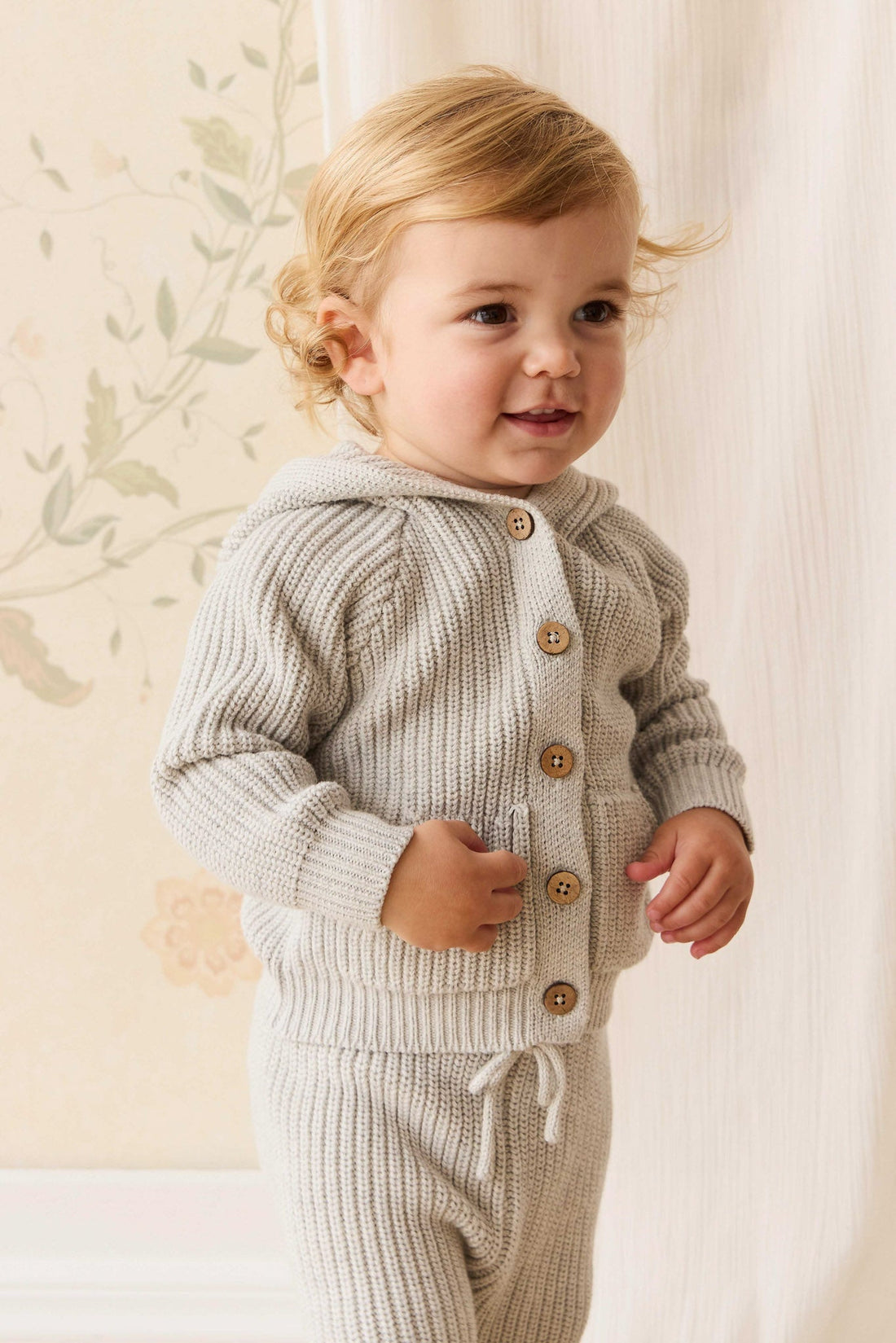 OG Bear Knit - Light Grey Marle Childrens Cardigan from Jamie Kay NZ