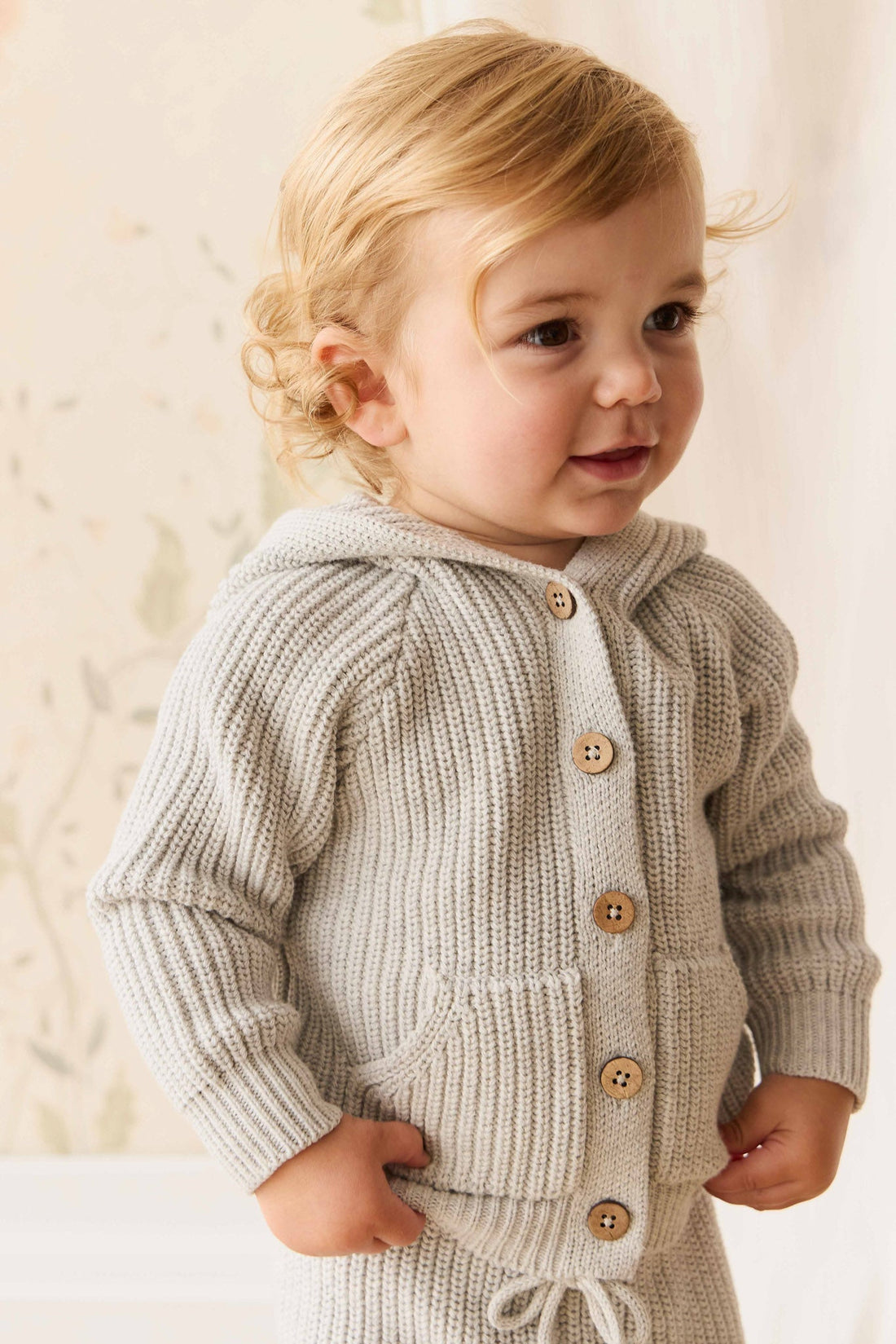 OG Bear Knit - Light Grey Marle Childrens Cardigan from Jamie Kay NZ