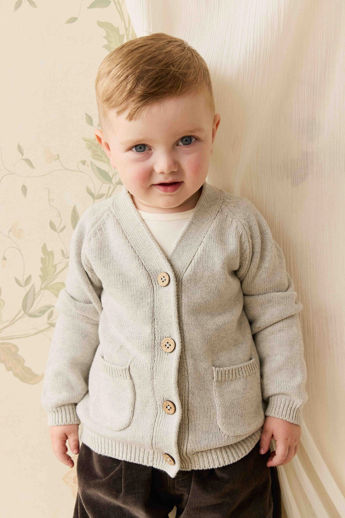 Franco Cardigan - Light Grey Marle Childrens Cardigan from Jamie Kay NZ