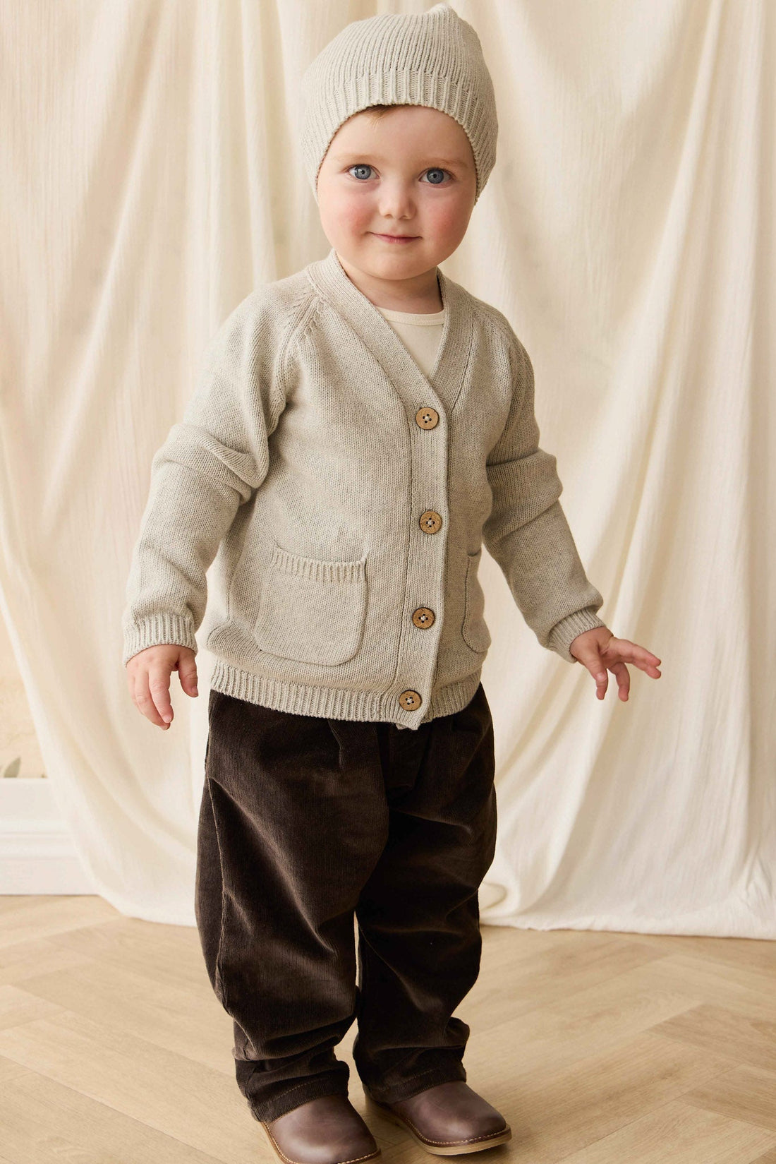 Franco Cardigan - Light Grey Marle Childrens Cardigan from Jamie Kay NZ