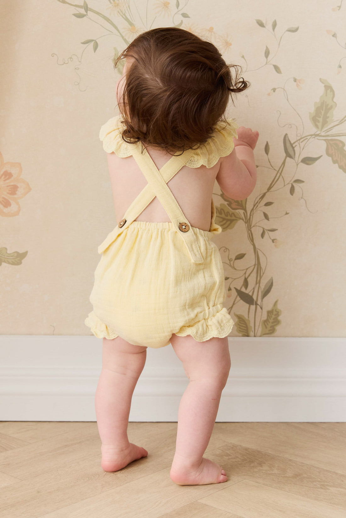 Organic Cotton Muslin Luciana Playsuit - Sunshine Childrens Playsuit from Jamie Kay NZ