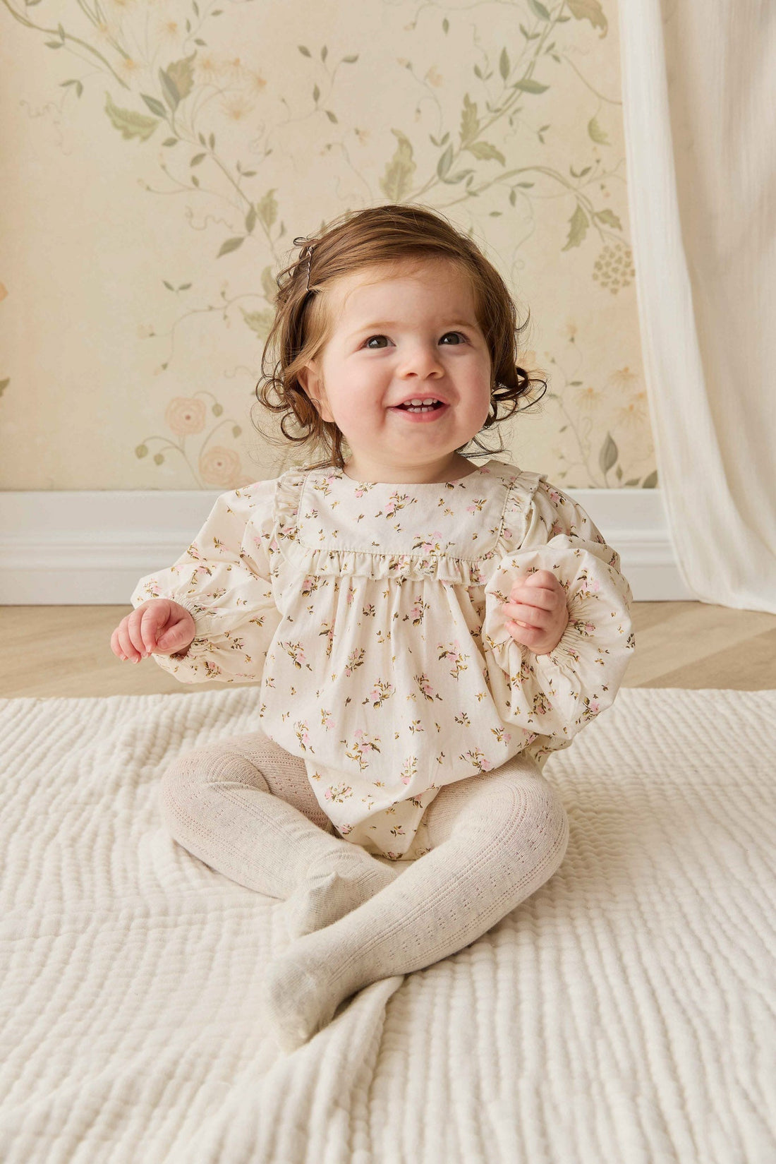 Organic Cotton Frances Playsuit - Bianca Antique Childrens Playsuit from Jamie Kay NZ