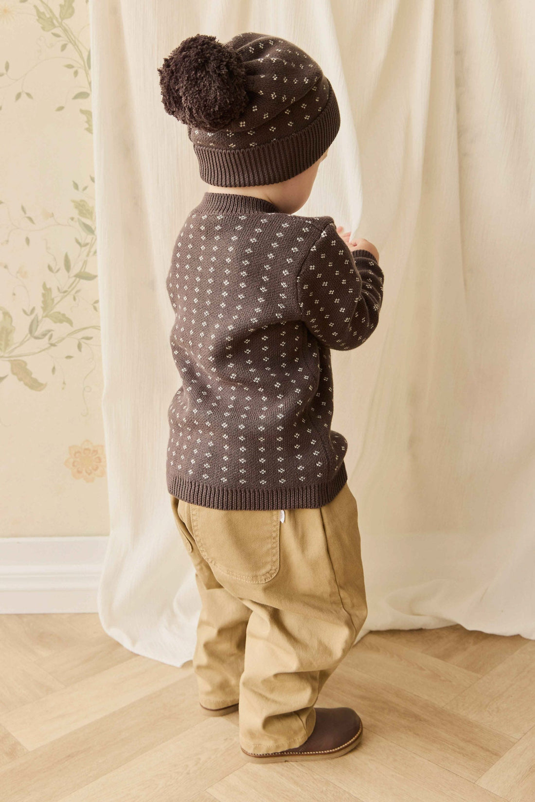 Dorian Jumper - Knitted Diamonds Coffee Childrens Jumper from Jamie Kay NZ