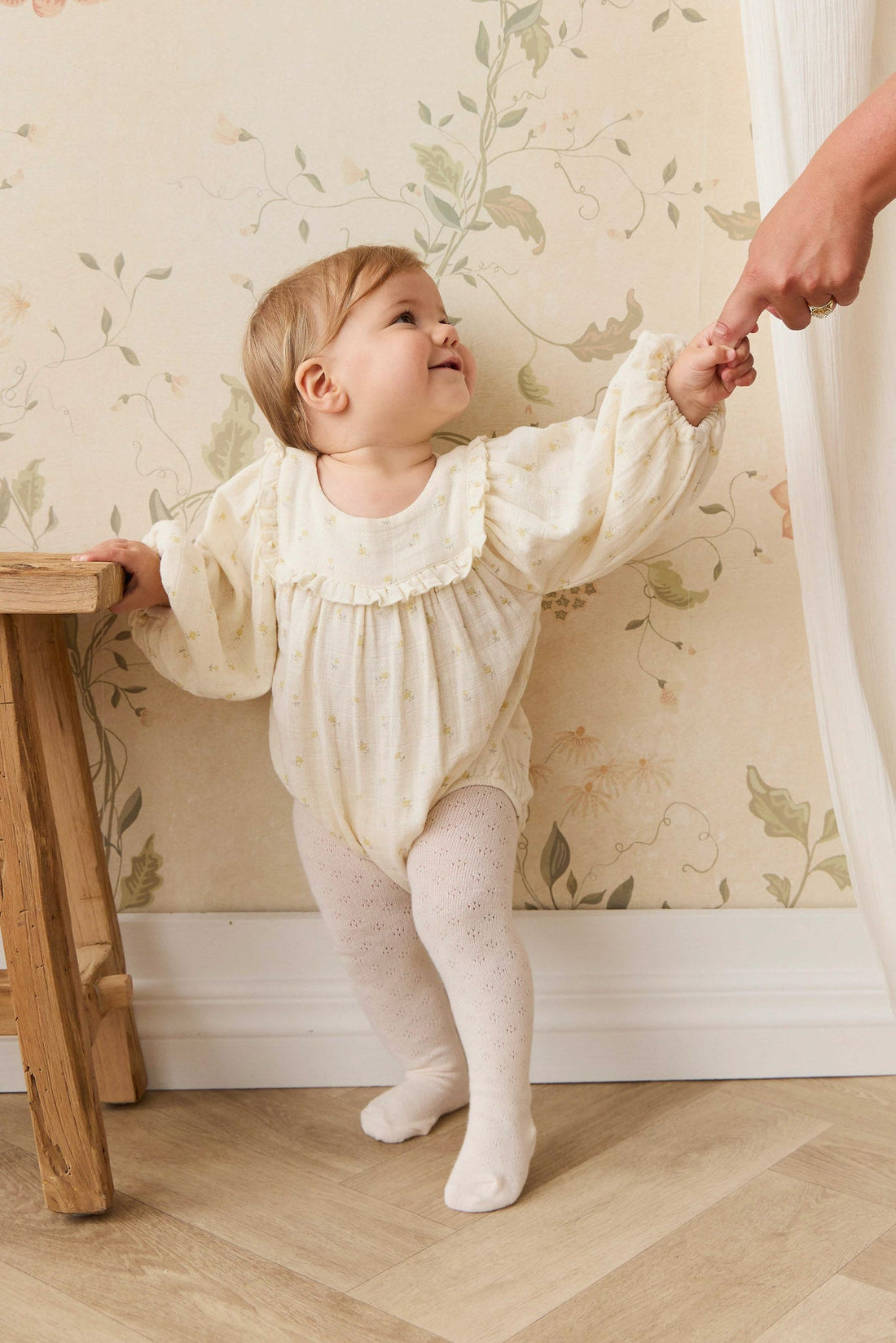 Organic Cotton Muslin Frances Playsuit - Vintage Ditsy Childrens Playsuit from Jamie Kay NZ