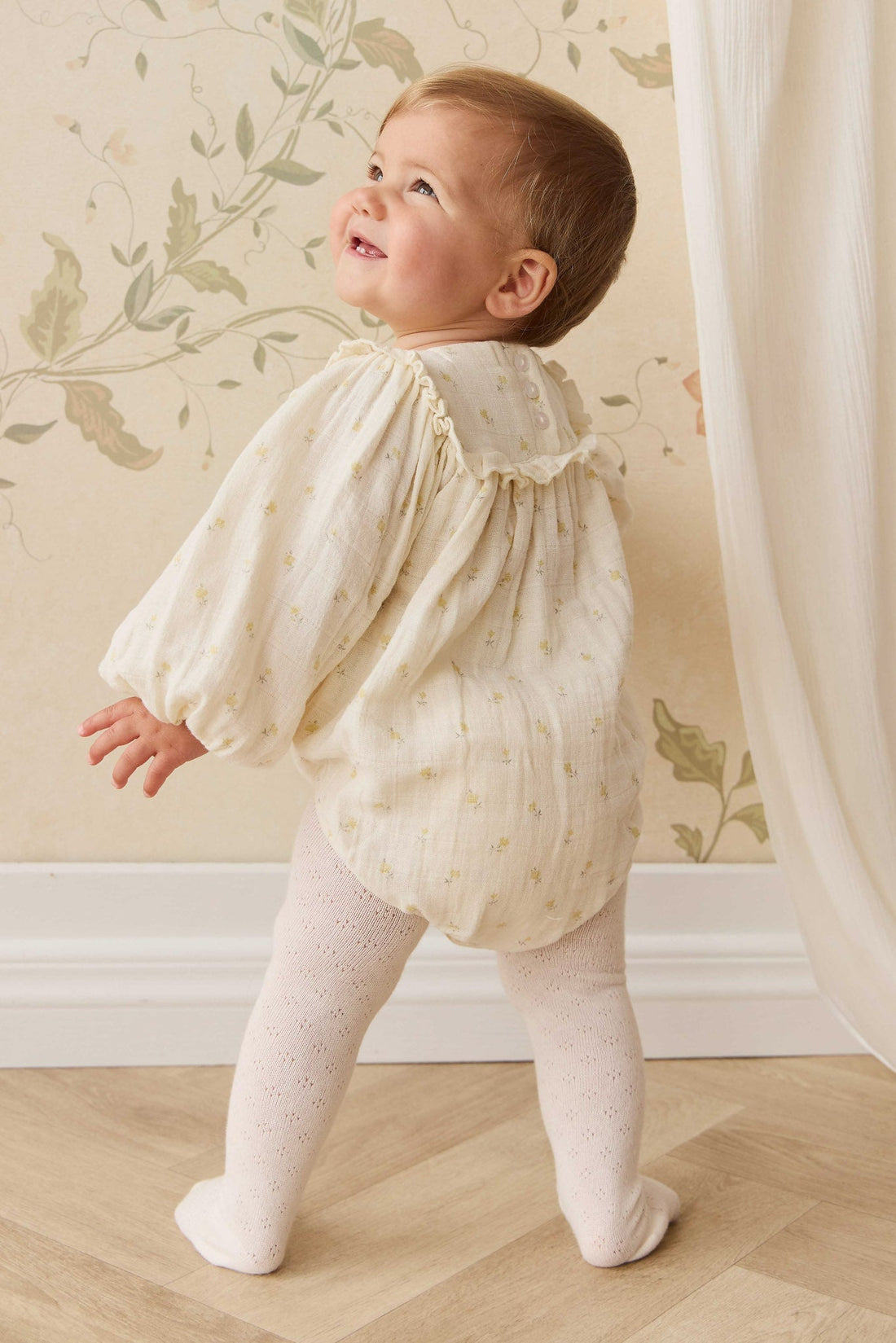 Organic Cotton Muslin Frances Playsuit - Vintage Ditsy Childrens Playsuit from Jamie Kay NZ