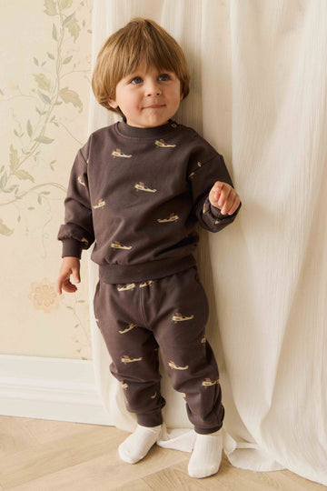 Organic Cotton Dominic Track Pant - Pilot Planes Bistre Childrens Pant from Jamie Kay NZ