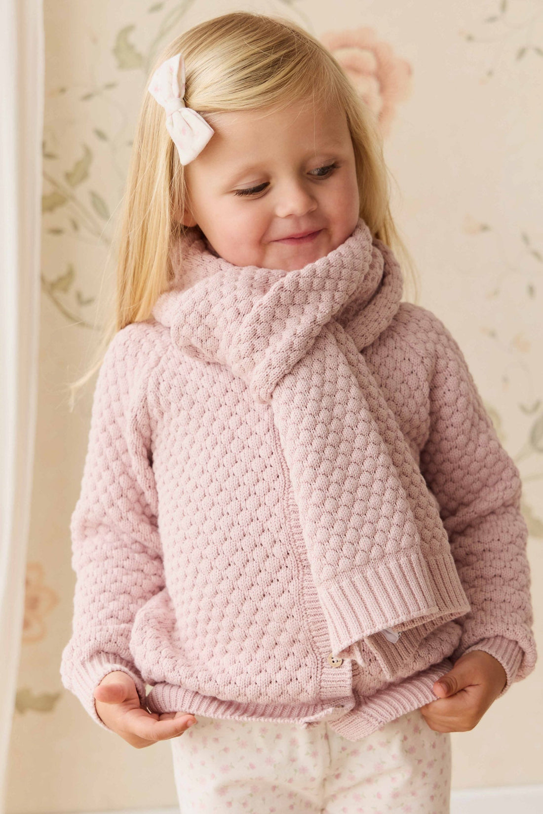 Maple Scarf - Pastel Pink Marle Childrens Scarf from Jamie Kay NZ