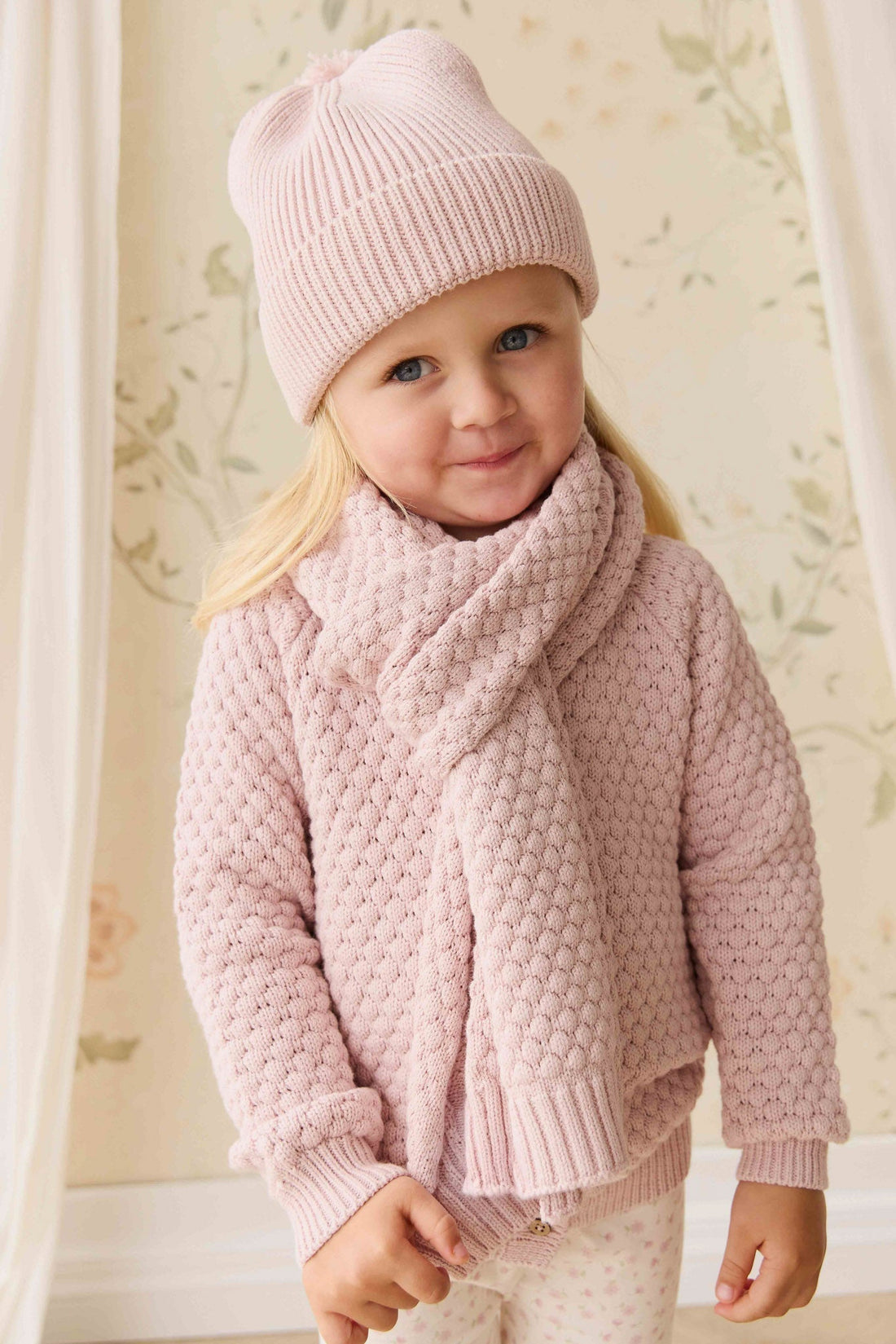 Maple Scarf - Pastel Pink Marle Childrens Scarf from Jamie Kay NZ
