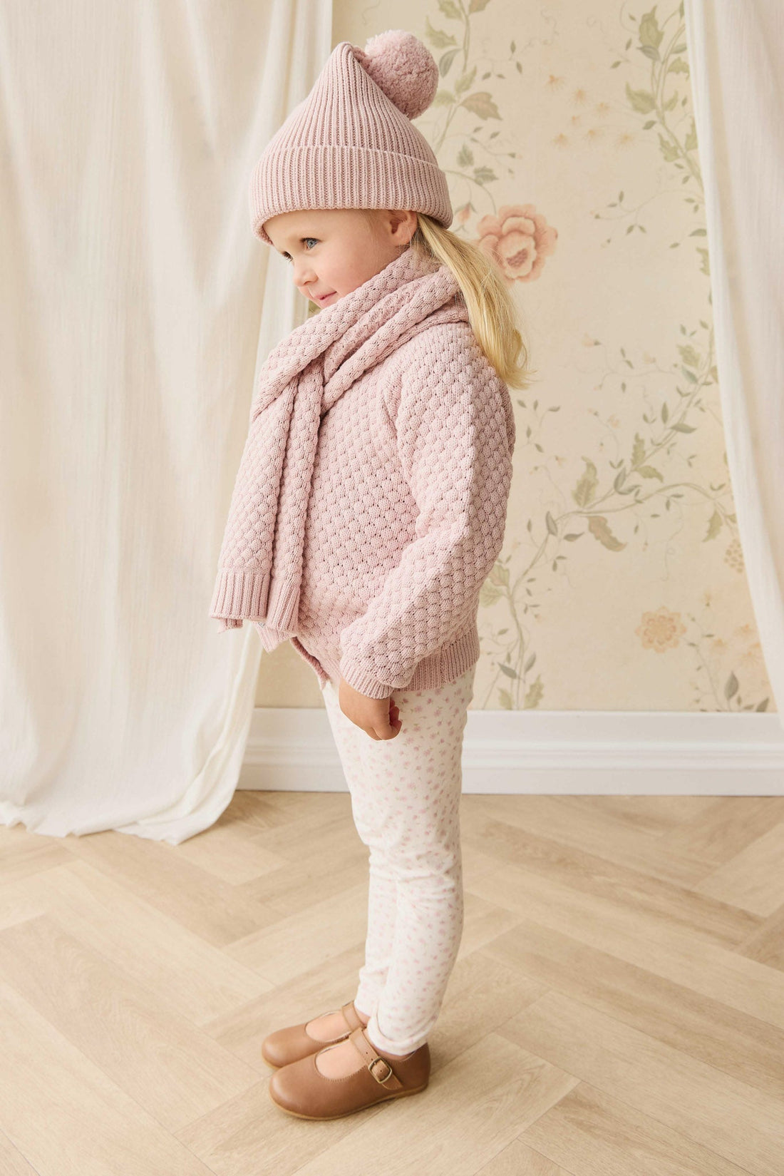 Maple Scarf - Pastel Pink Marle Childrens Scarf from Jamie Kay NZ