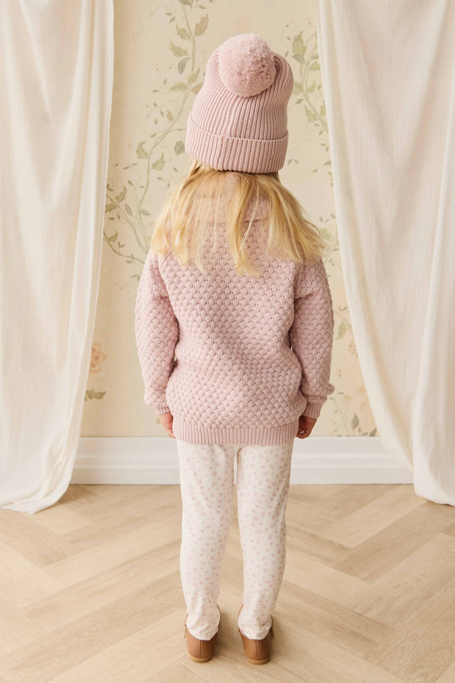 Maple Cardigan - Pastel Pink Marle Childrens Cardigan from Jamie Kay NZ