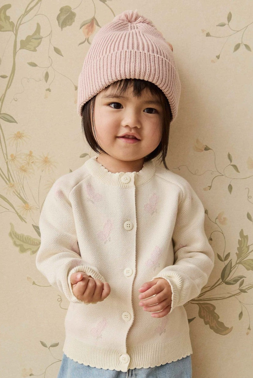 Cassie Jacquard Cardigan - Egret Childrens Cardigan from Jamie Kay NZ