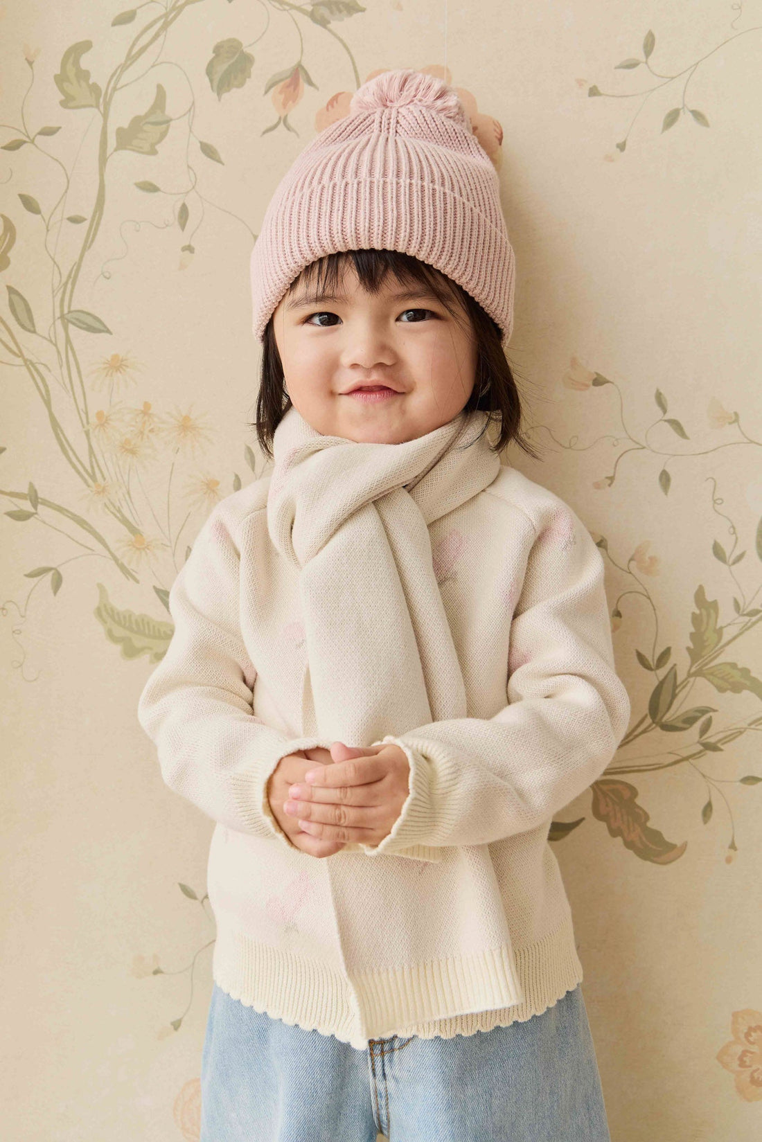 Cassie Jacquard Cardigan - Egret Childrens Cardigan from Jamie Kay NZ