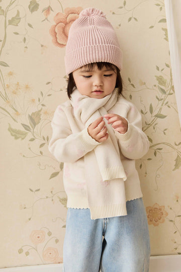 Cassie Jacquard Scarf - Egret Childrens Scarf from Jamie Kay NZ