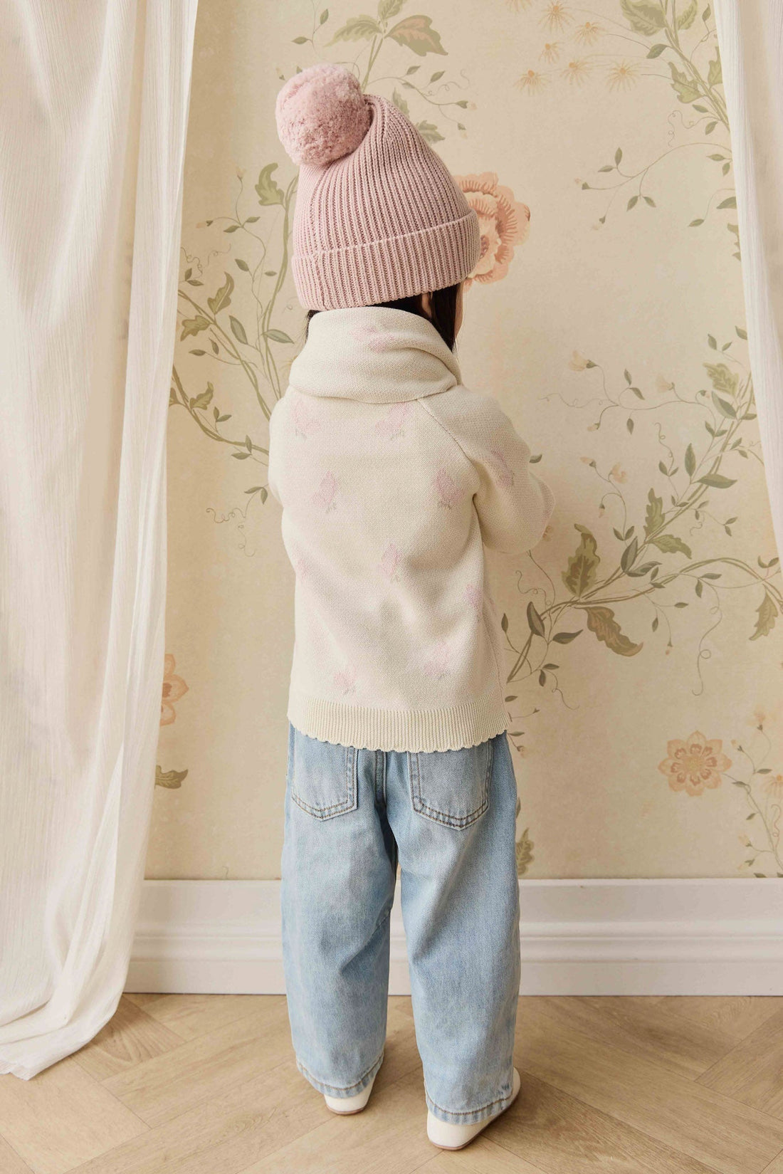 Cassie Jacquard Cardigan - Egret Childrens Cardigan from Jamie Kay NZ