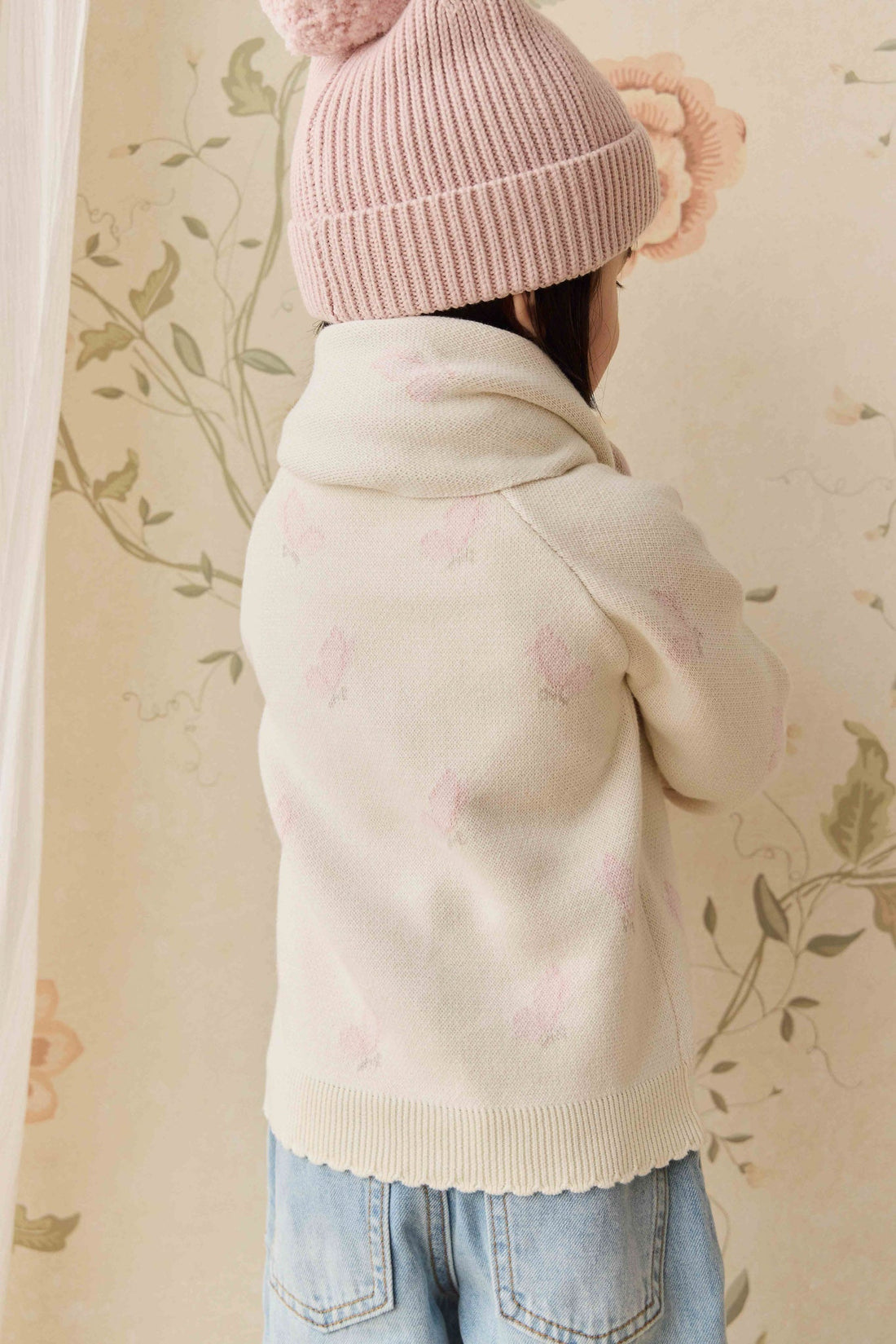 Cassie Jacquard Cardigan - Egret Childrens Cardigan from Jamie Kay NZ
