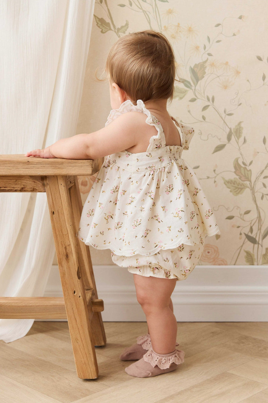 Organic Cotton Frill Bloomer - Bianca Antique Childrens Bloomer from Jamie Kay NZ
