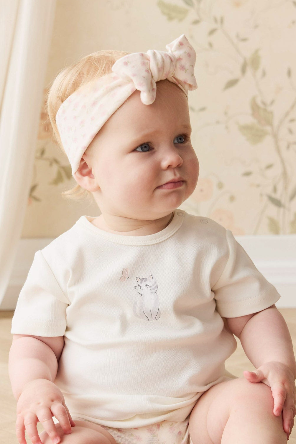 Pima Cotton Aude Tee - Little Moon Parchment Childrens Top from Jamie Kay NZ