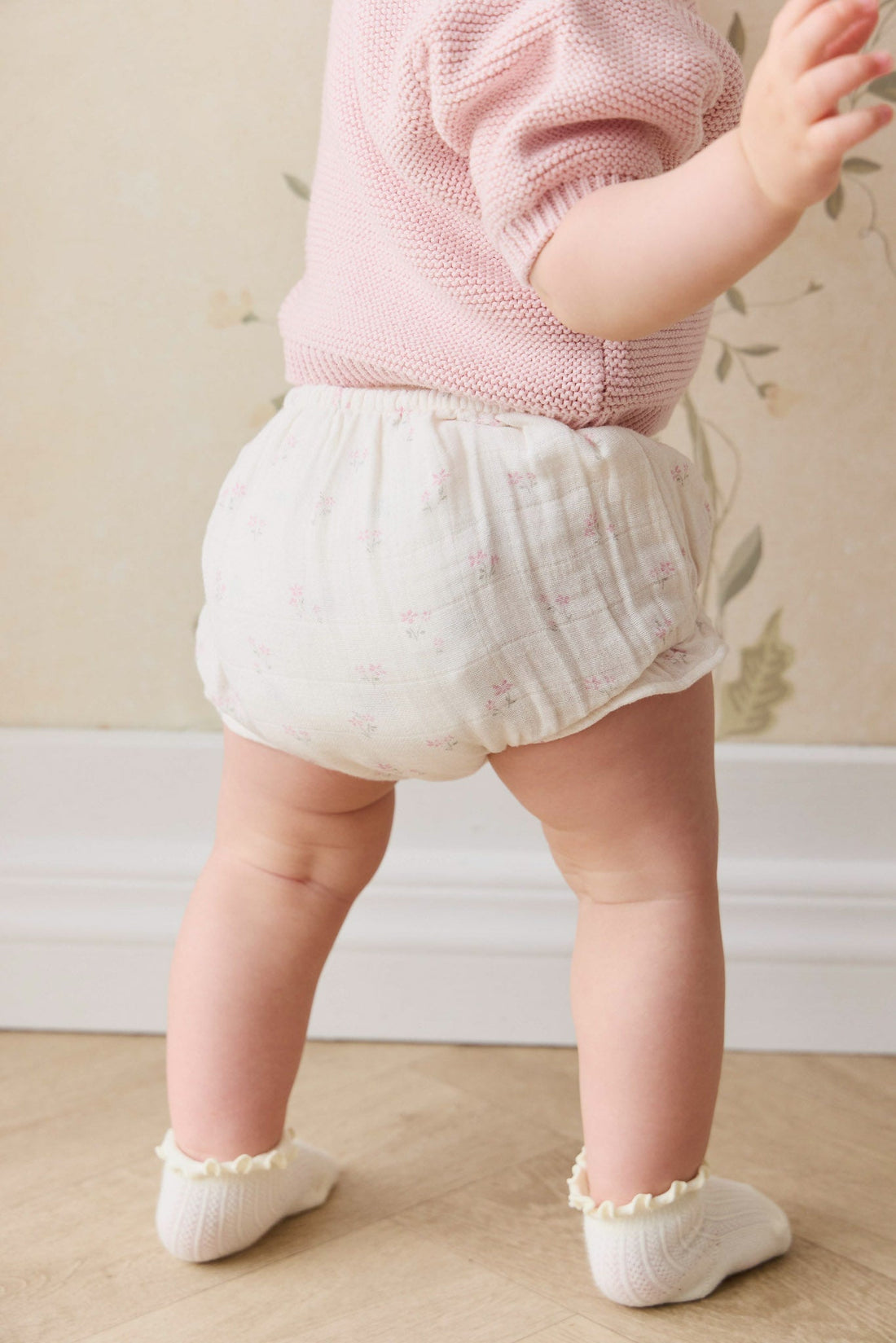 Organic Cotton Muslin Frill Bloomer - Pauline Pink Childrens Bloomer from Jamie Kay NZ