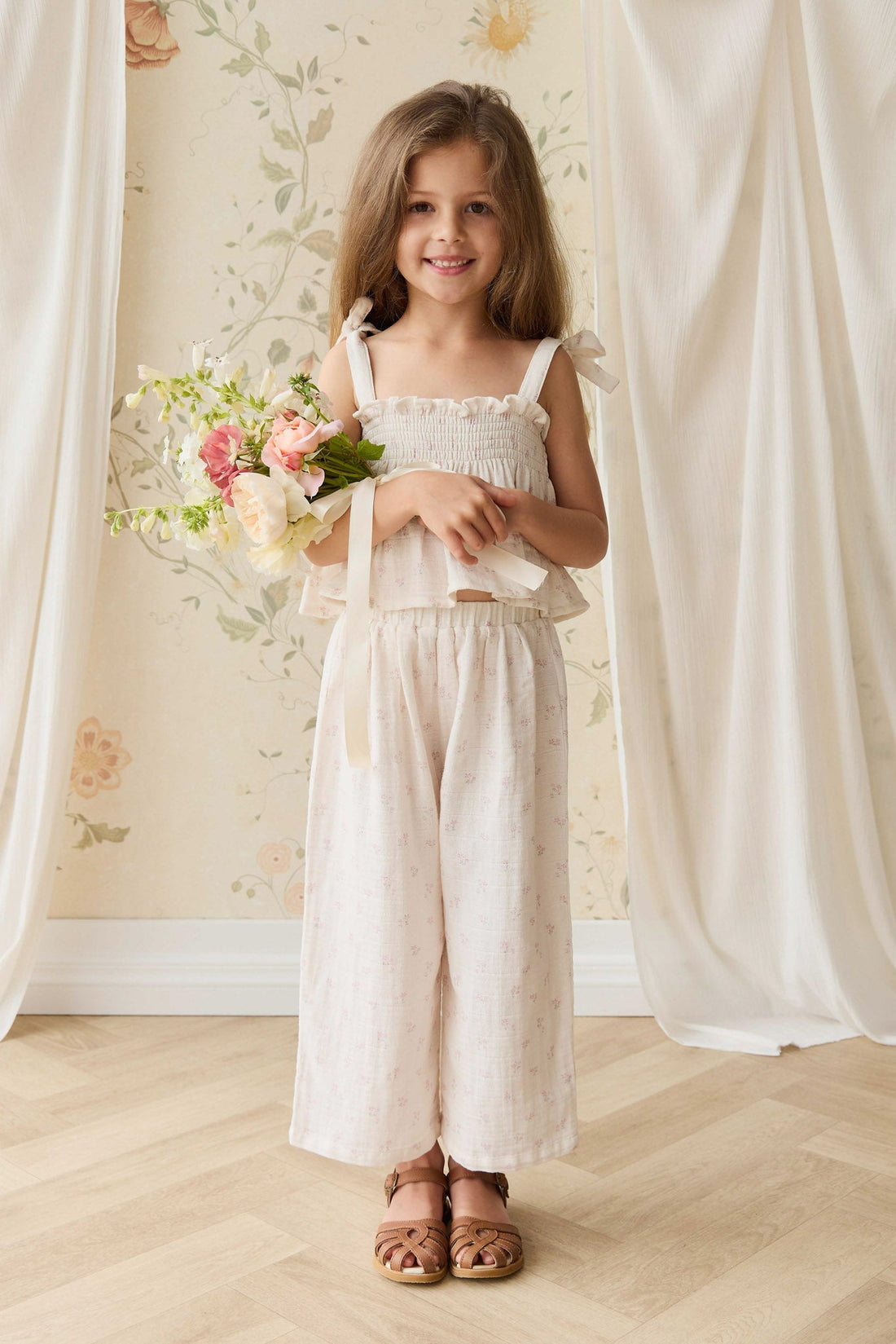 Organic Cotton Muslin Odette Top - Pauline Pink Childrens Top from Jamie Kay NZ