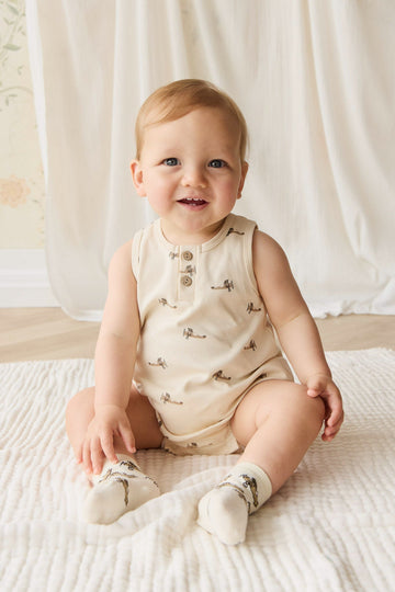Pima Cotton Archie Playsuit - Fly High Vanilla Cream Childrens Playsuit from Jamie Kay NZ