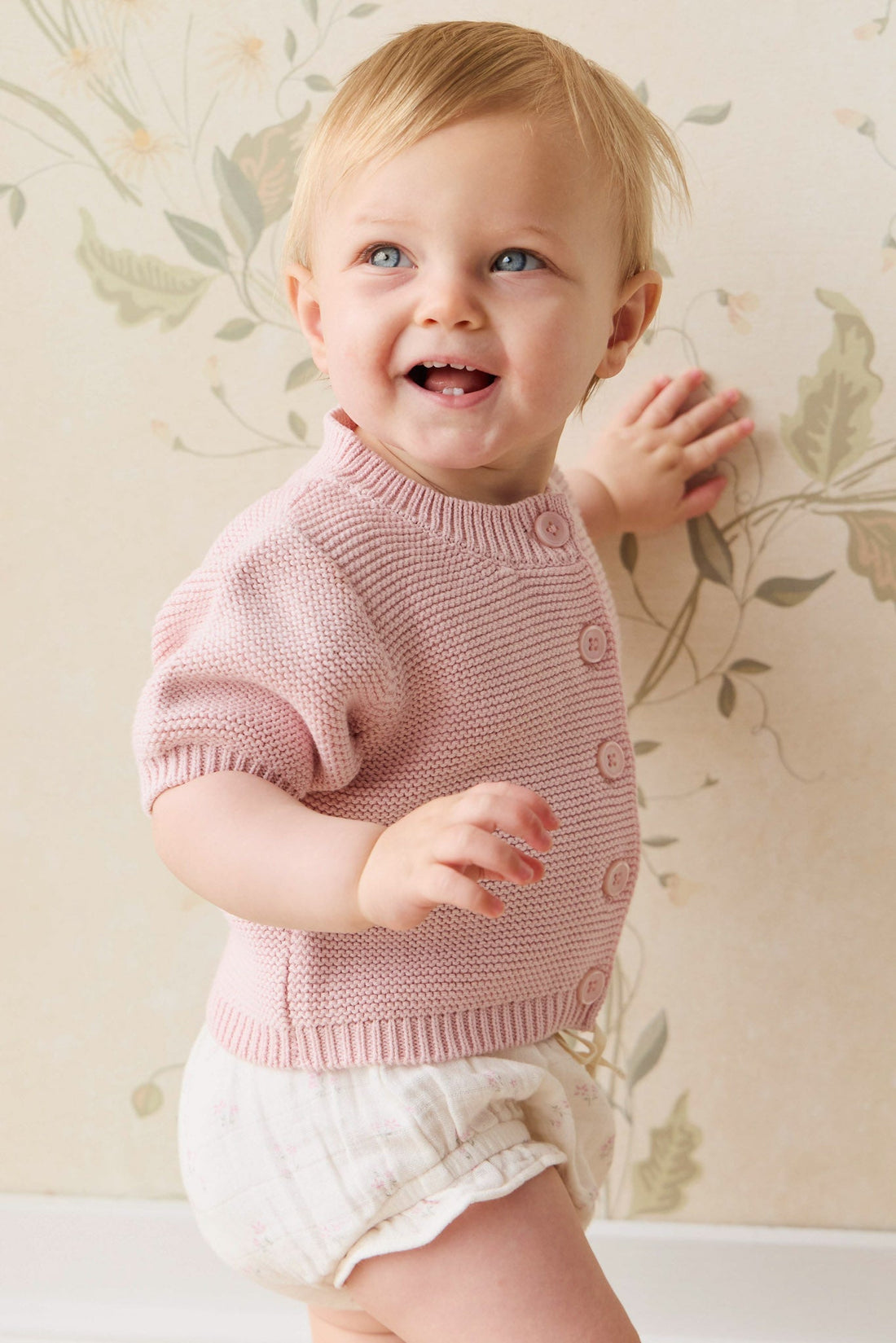 Organic Cotton Muslin Frill Bloomer - Pauline Pink Childrens Bloomer from Jamie Kay NZ