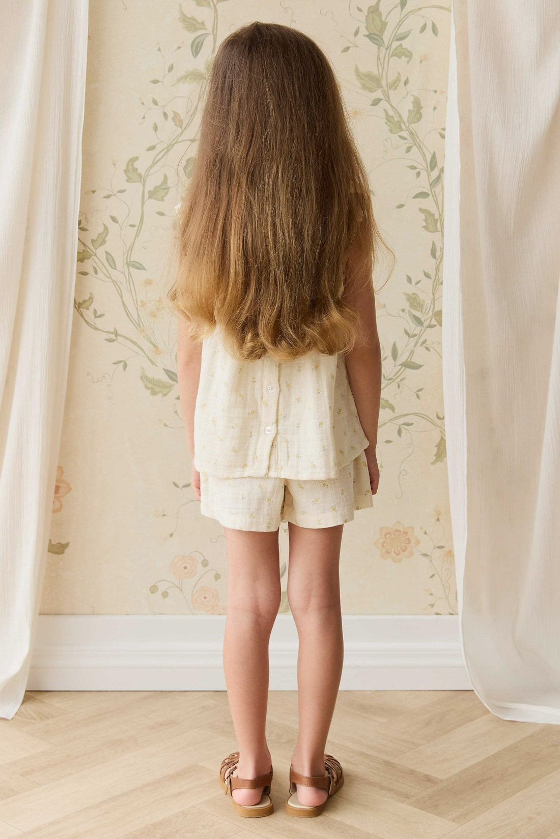 Organic Cotton Muslin Emelia Short - Vintage Ditsy Childrens Short from Jamie Kay NZ