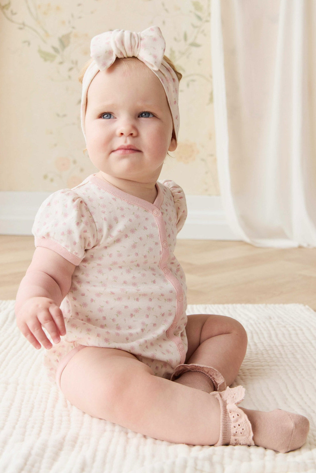 Organic Cotton Antoinette Playsuit - Victoria Blush Childrens Playsuit from Jamie Kay NZ