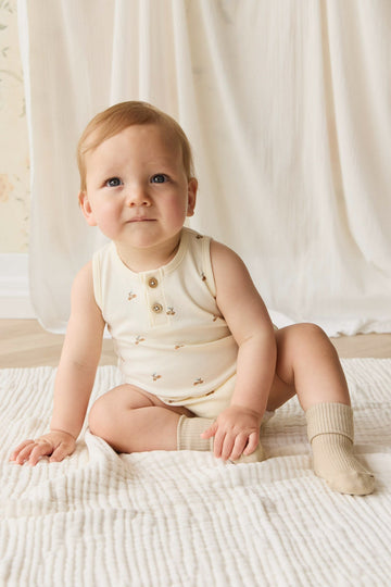 Organic Cotton Archie Playsuit - Forest Night Acorns Childrens Playsuit from Jamie Kay NZ