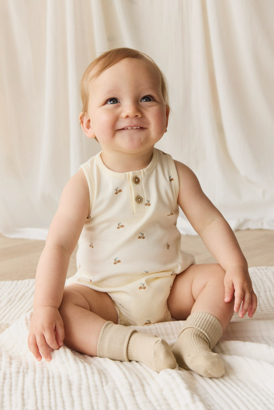 Organic Cotton Archie Playsuit - Forest Night Acorns Childrens Playsuit from Jamie Kay NZ