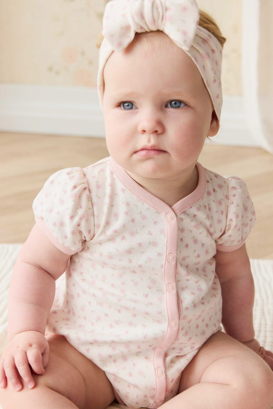 Organic Cotton Antoinette Playsuit - Victoria Blush Childrens Playsuit from Jamie Kay NZ