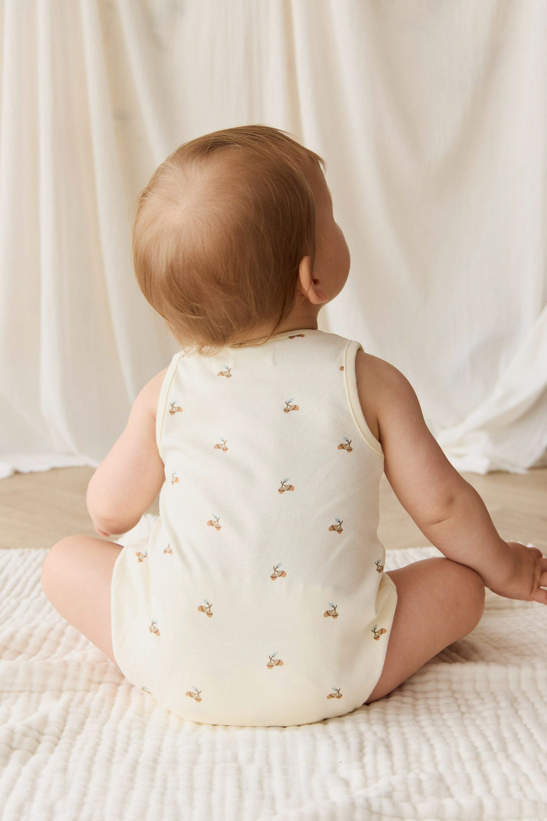 Organic Cotton Archie Playsuit - Forest Night Acorns Childrens Playsuit from Jamie Kay NZ