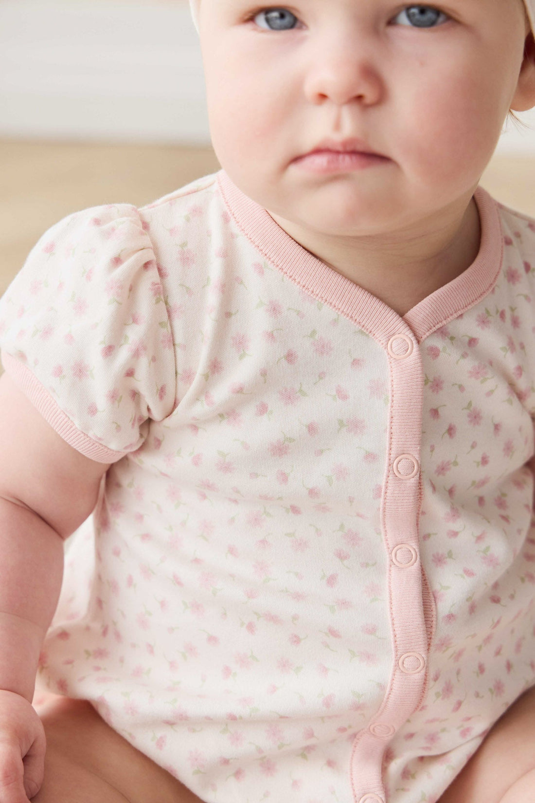 Organic Cotton Antoinette Playsuit - Victoria Blush Childrens Playsuit from Jamie Kay NZ