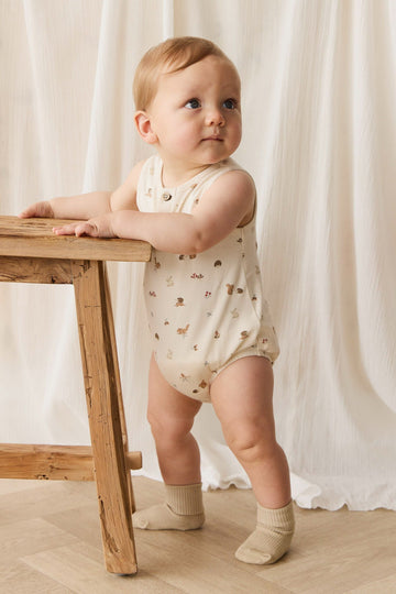Organic Cotton Archie Playsuit - Forest Gathering Childrens Playsuit from Jamie Kay NZ