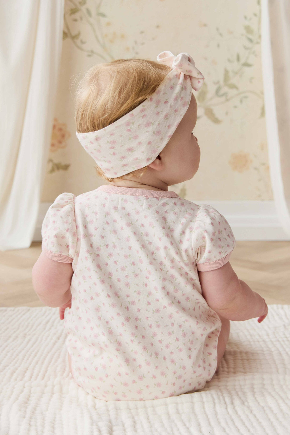 Organic Cotton Antoinette Playsuit - Victoria Blush Childrens Playsuit from Jamie Kay NZ