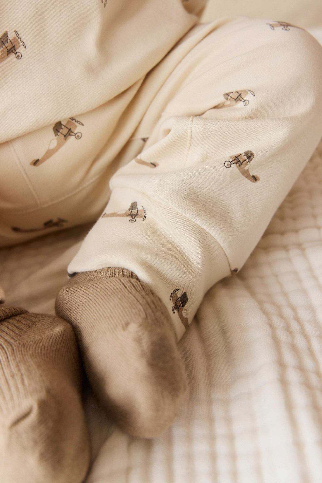 Pima Cotton Wesley Pant - Fly High Vanilla Cream Childrens Pant from Jamie Kay NZ